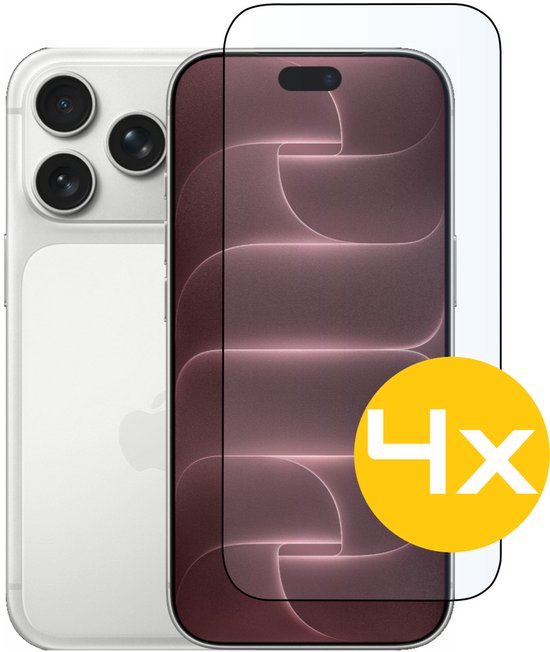 Full Cover Screenprotector Geschikt Voor iPhone 18 Pro - Volledige Beschermglas - PREMIUM Tempered Glass - 4 stuks