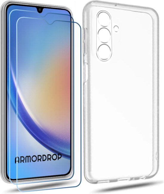 ArmorDrop Transparant Hoesje Inclusief 2x Screenprotector Geschikt Voor Samsung A34