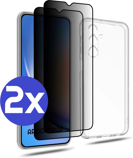 ArmorDrop Transparant Hoesje Inclusief 2x Privacy Screenprotector Geschikt Voor Samsung A34