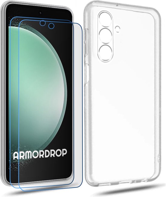 ArmorDrop Transparant Hoesje Inclusief 2x Screenprotector Geschikt Voor Samsung S23 FE (Fan Edition)
