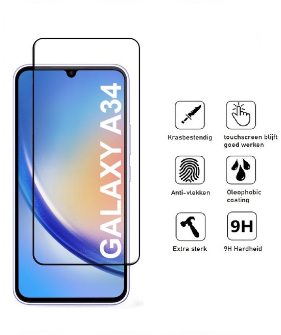 Hoesje en Screenprotector Combi Geschikt Voor Samsung A34 - Zwart Hoesje + Premium Screenprotector