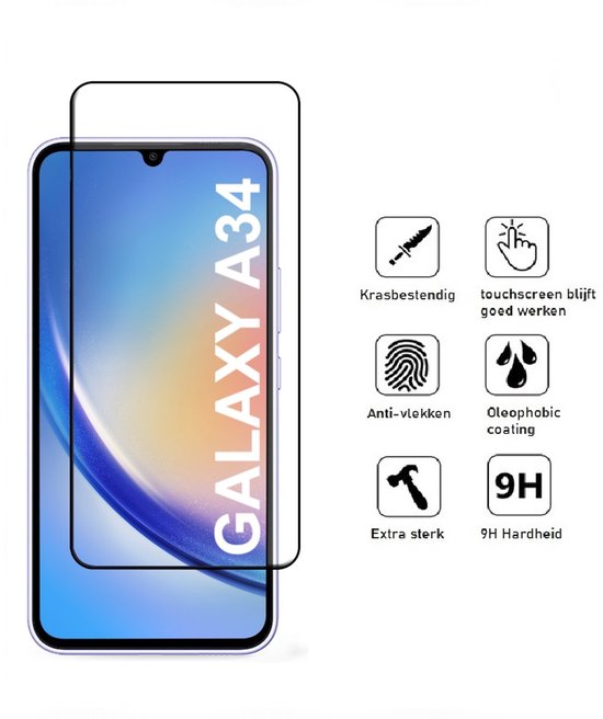Pashouder Hoesje en Screenprotector Combi Geschikt Voor Samsung A34 - Pasjeshouder + Premium Screenprotector