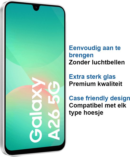 ArmorDrop Full Guard Screenprotector Geschikt Voor Samsung A26 - Gehard Glas - 2 Stuks