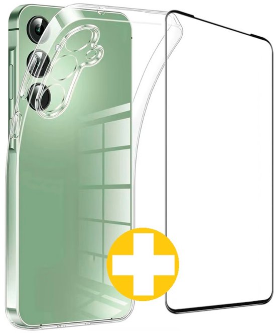 Hoesje en Screenprotector Combi Geschikt Voor Samsung A35 - Transparant Hoesje + Premium Screenprotector