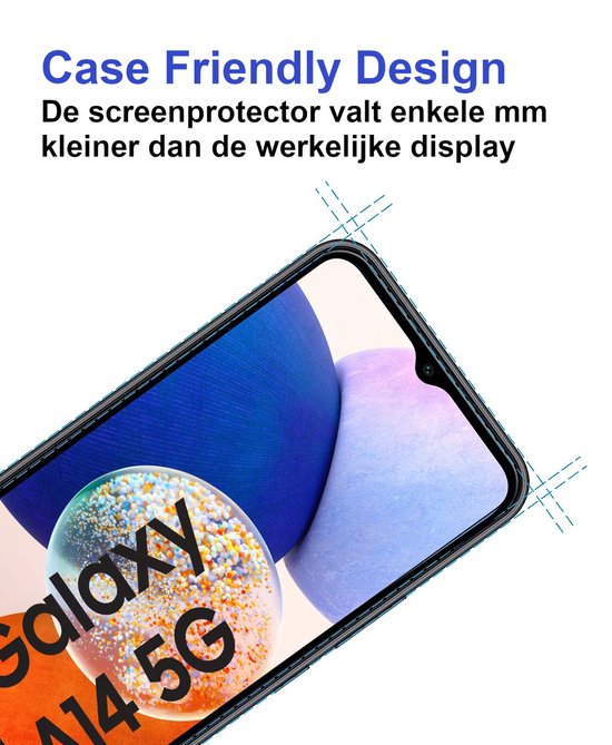 ArmorDrop Full Guard Screenprotector Geschikt Voor Samsung A14 - Gehard Glas - 2 Stuks