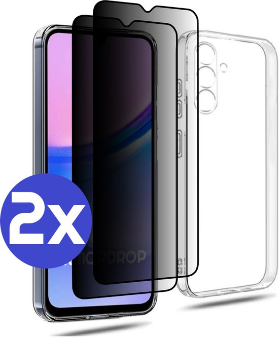ArmorDrop Transparant Hoesje Inclusief 2x Privacy Screenprotector Geschikt Voor Samsung A15
