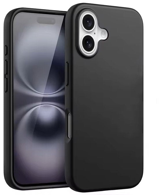 Zwart Hoesje Geschikt Voor iPhone 16 - Zwarte Siliconen hoesje - TPU Back Cover Hoes - Zwart