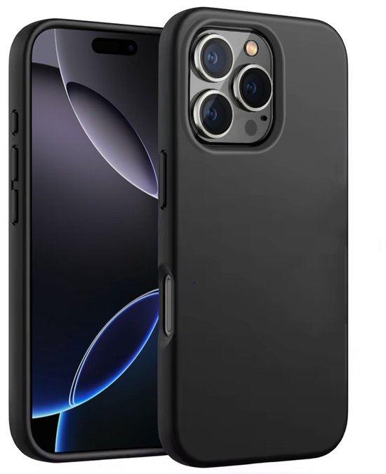 Zwart Hoesje Geschikt Voor iPhone 16 Pro - Zwarte Siliconen hoesje - TPU Back Cover Hoes - Zwart