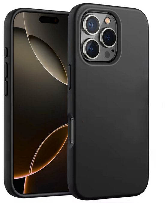 Zwart Hoesje Geschikt Voor iPhone 16 Pro Max - Zwarte Siliconen hoesje - TPU Back Cover Hoes - Zwart