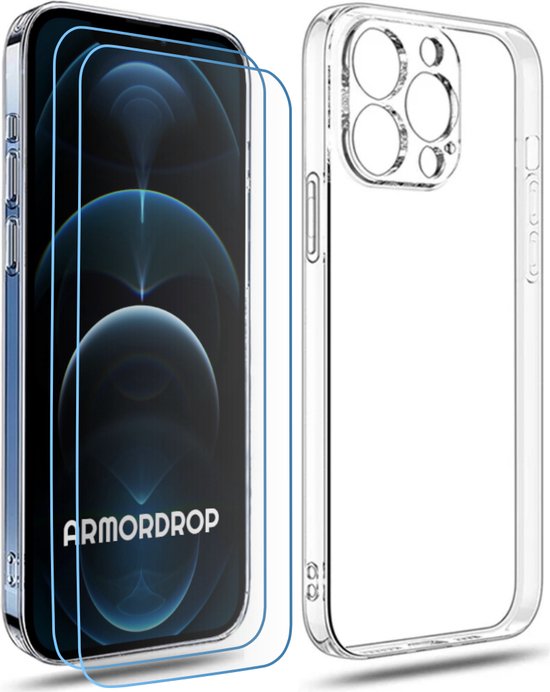 ArmorDrop Transparant Hoesje Inclusief 2x Screenprotector Geschikt Voor iPhone 12 Pro Max