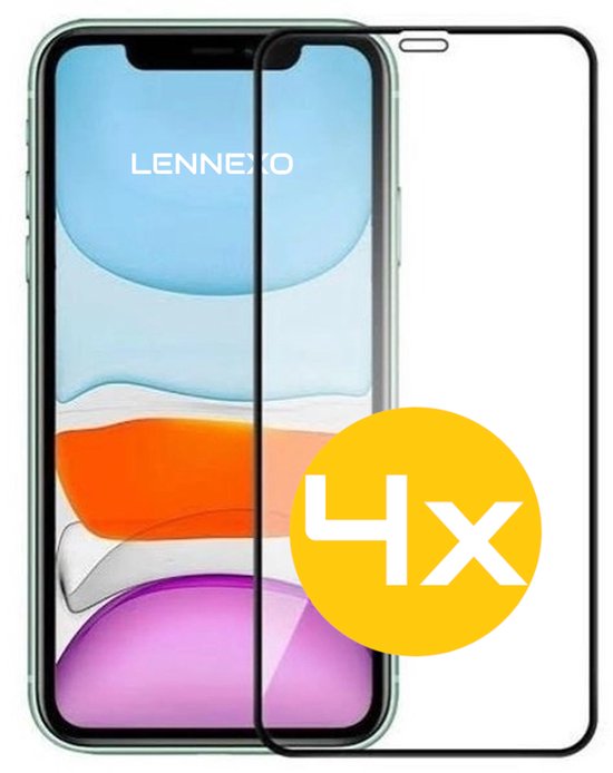 Full Cover Screenprotector Geschikt Voor iPhone 11 - Volledige Beschermglas - PREMIUM Tempered Glass - 4 stuks