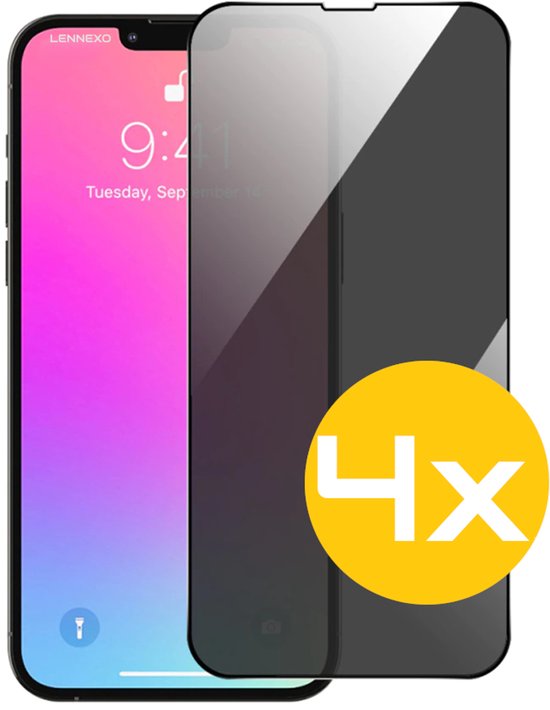 Privacy Screenprotector Geschikt Voor iPhone 12 Pro Max - Volledige Beschermglas - 4 Stuks