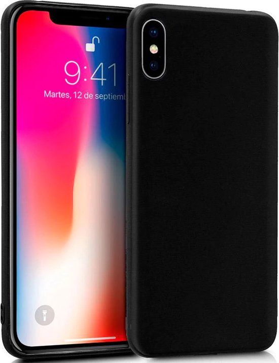 Zwart Hoesje Geschikt Voor iPhone X / XS - Zwarte Siliconen hoesje - Back Cover Hoes - Zwart