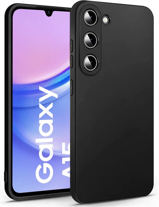 Zwart Hoesje Geschikt Voor Samsung Galaxy A15 - Zwarte Siliconen hoesje - TPU Back Cover Hoes - Zwart