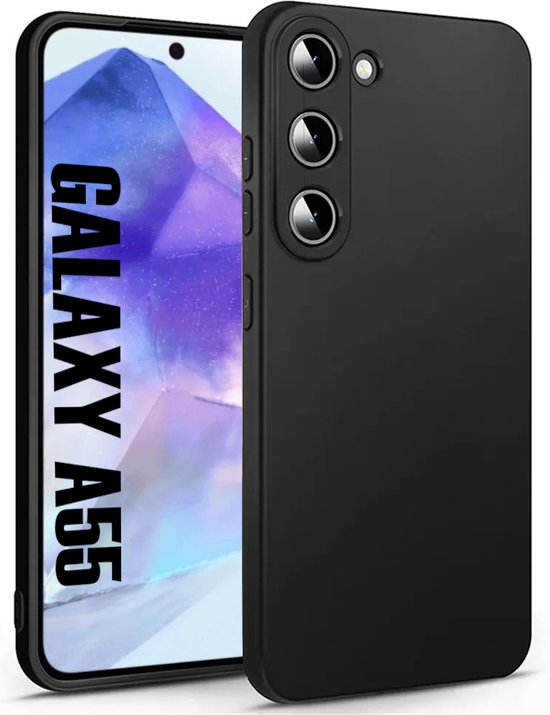 Zwart Hoesje Geschikt Voor Samsung Galaxy A55 - Zwarte Siliconen hoesje - TPU Back Cover Hoes - Zwart
