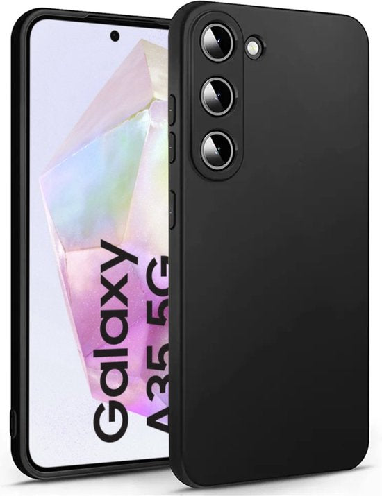 Zwart Hoesje Geschikt Voor Samsung Galaxy A35 - Zwarte Siliconen hoesje - TPU Back Cover Hoes - Zwart