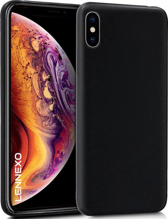 Zwart Hoesje Geschikt Voor iPhone XS Max - Zwarte Siliconen hoesje - Back Cover Hoes - Zwart
