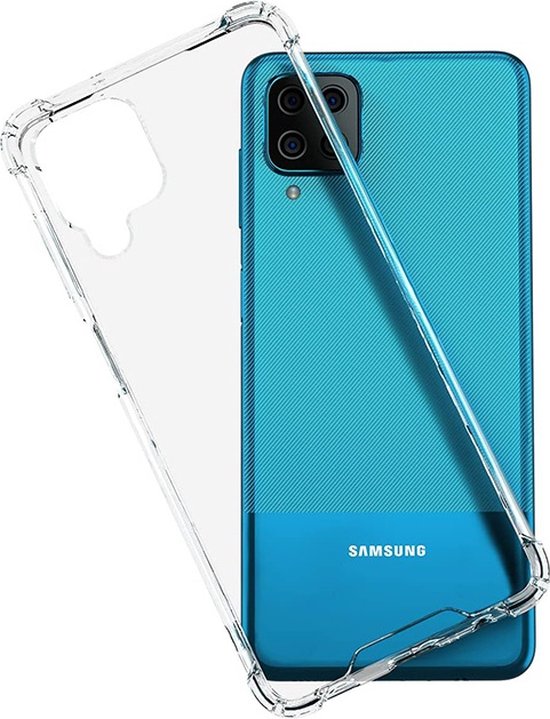Samsung Galaxy A12 Hoesje Anti Shock | ShockProof Silicone Case | Transparant Back Cover