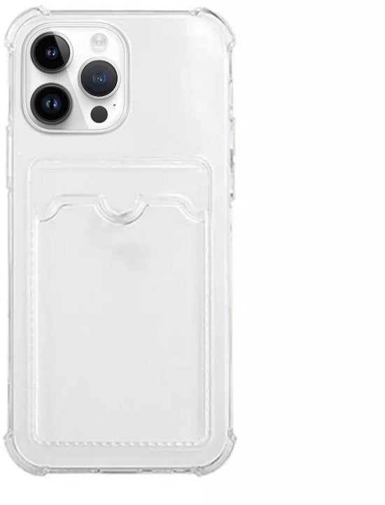 Lennexo Hoesje Met Pashouder Geschikt Voor iPhone 16 Pro Max - Transparant Siliconen Hoesje - Shockproof Case