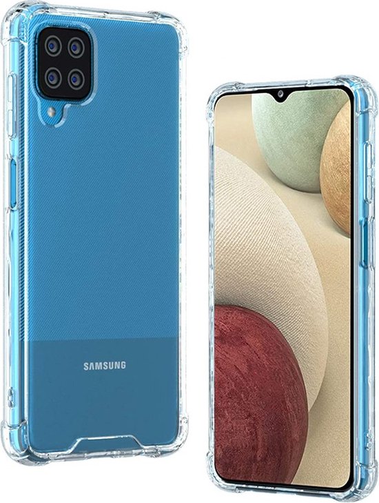 Samsung Galaxy A12 Hoesje Anti Shock | ShockProof Silicone Case | Transparant Back Cover