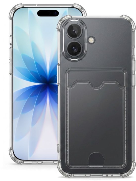 Pashouder Hoesje en Screenprotector Combi Geschikt Voor iPhone 17 - Pasjeshouder + 2x Screenprotector