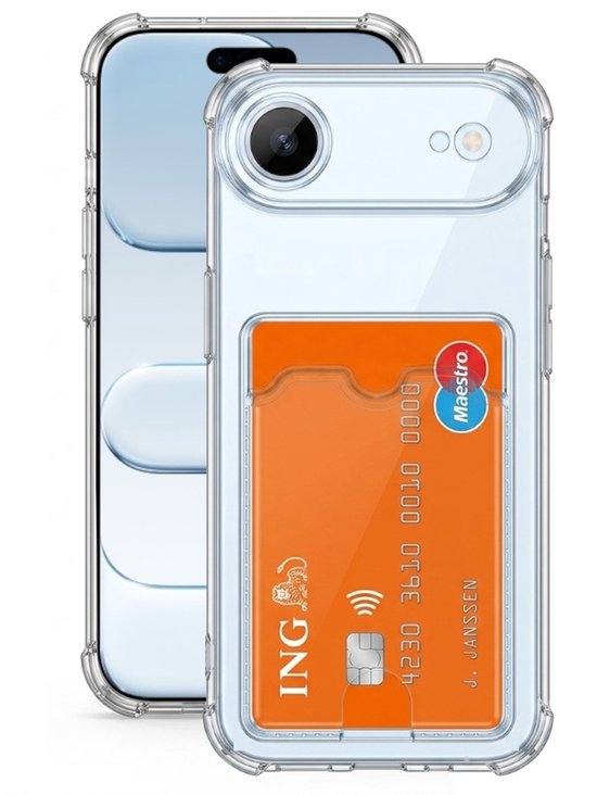 Pashouder Hoesje en Screenprotector Combi Geschikt Voor iPhone AIR - Pasjeshouder + 2x Screenprotector