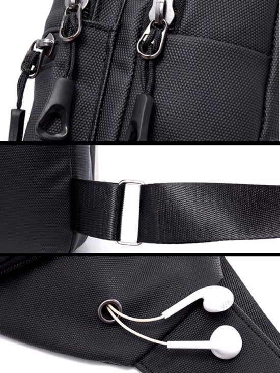 Crossbody Schoudertas met 4 Opbergvakken - Waterdichte Slingbag Tas Dames en Heren - Waterdichte Nektasje / Telefoontasje - Zwart