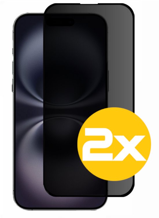 Privacy Screenprotector Geschikt Voor iPhone 16 - Volledige Beschermglas - 2 Stuks