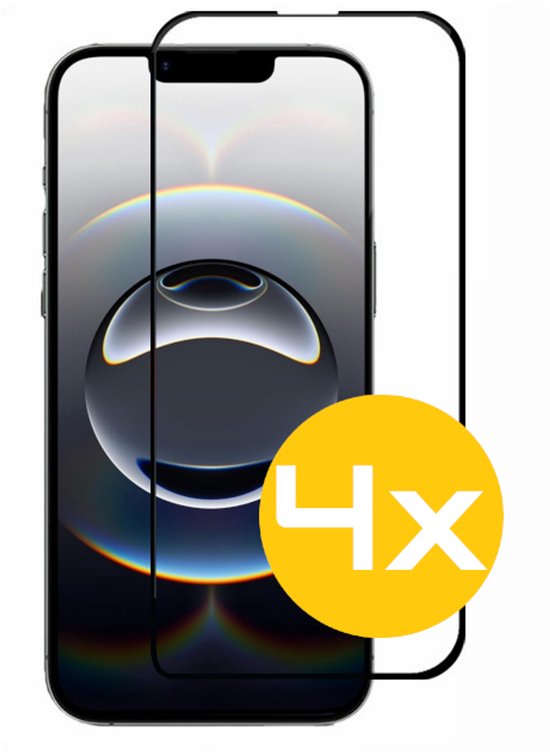 Full Cover Screenprotector Geschikt Voor iPhone 17e / 16e - Volledige Beschermglas - PREMIUM Tempered Glass - 4 stuks