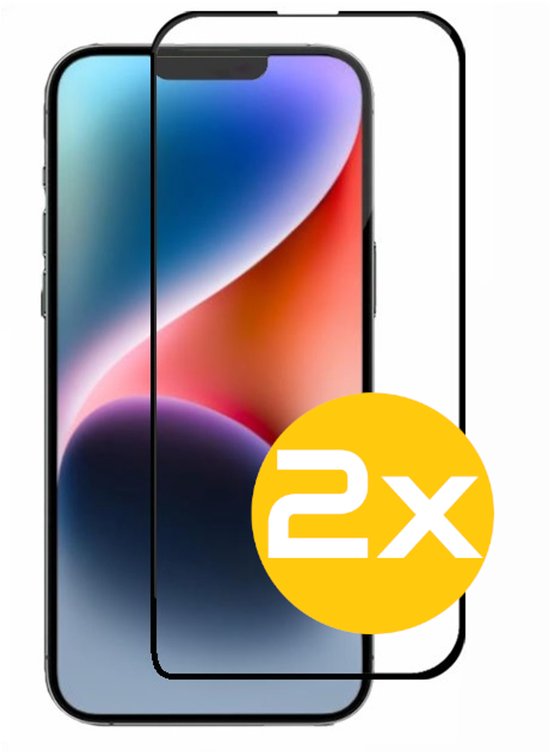 Full Cover Screenprotector Geschikt Voor iPhone 14 - Volledige Beschermglas - PREMIUM Tempered Glass - 2 stuks