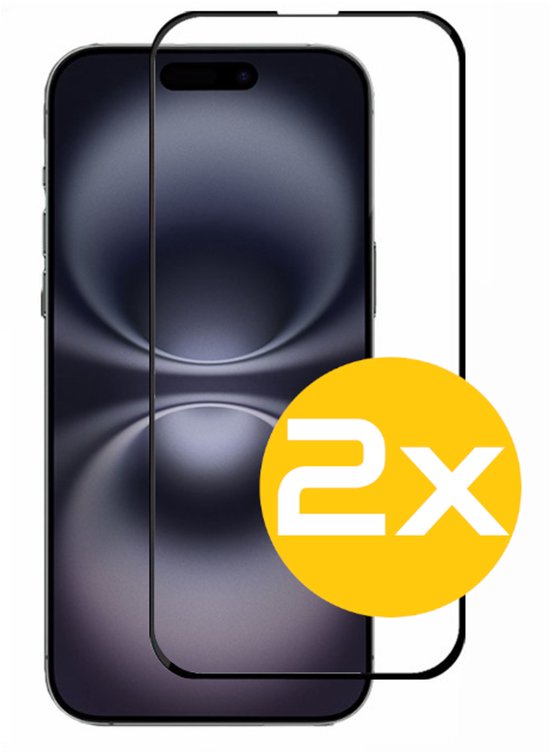 Full Cover Screenprotector Geschikt Voor iPhone 16 - Volledige Beschermglas - PREMIUM Tempered Glass - 2 stuks