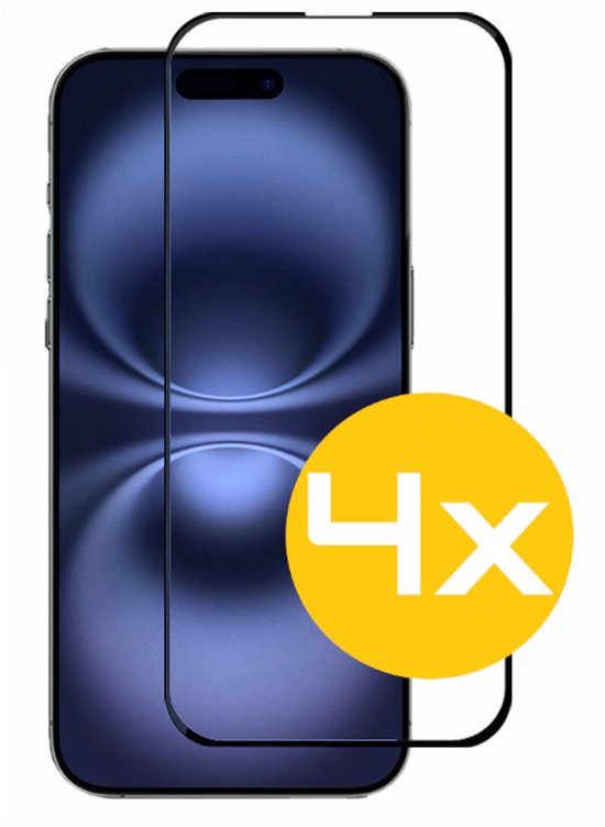 Full Cover Screenprotector Geschikt Voor iPhone 16 Plus - Volledige Beschermglas - PREMIUM Tempered Glass - 4 stuks