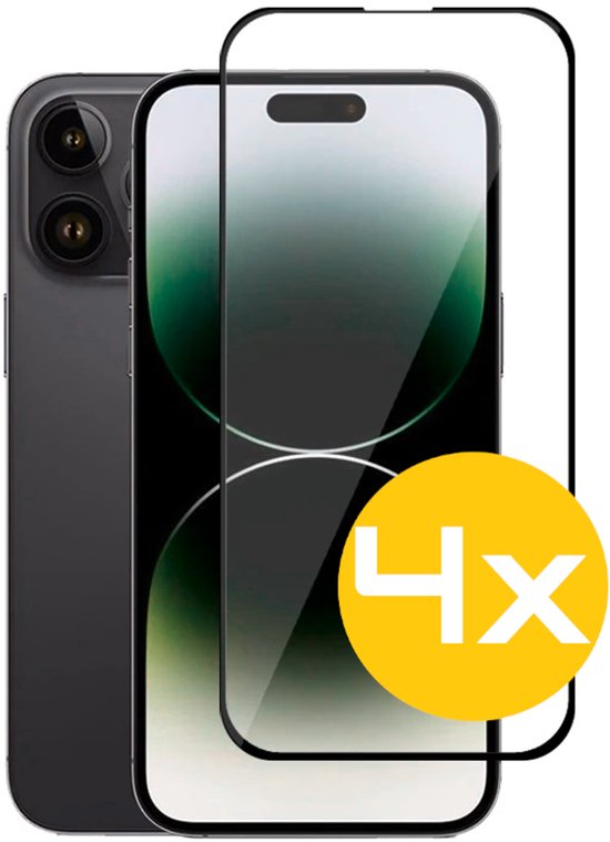 Full Cover Screenprotector Geschikt Voor iPhone 14 Pro Max - Volledige Beschermglas - PREMIUM Tempered Glass - 4 stuks