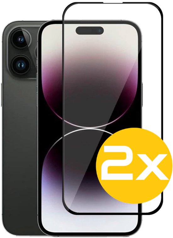 Full Cover Screenprotector Geschikt Voor iPhone 14 Pro - Volledige Beschermglas - PREMIUM Tempered Glass - 2 stuks
