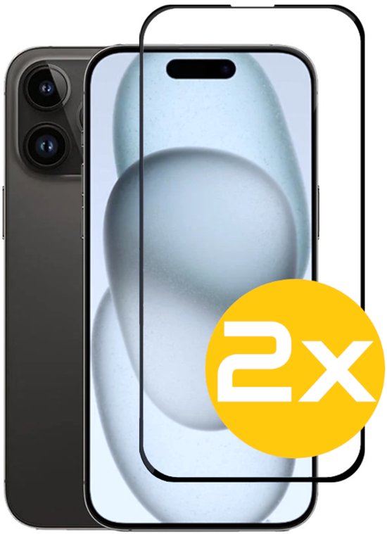 Full Cover Screenprotector Geschikt Voor iPhone 15 Plus - Volledige Beschermglas - PREMIUM Tempered Glass - 2 stuks