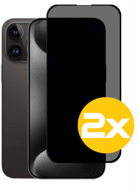 Privacy Screenprotector Geschikt Voor iPhone 15 Pro - Volledige Beschermglas - 2 Stuks