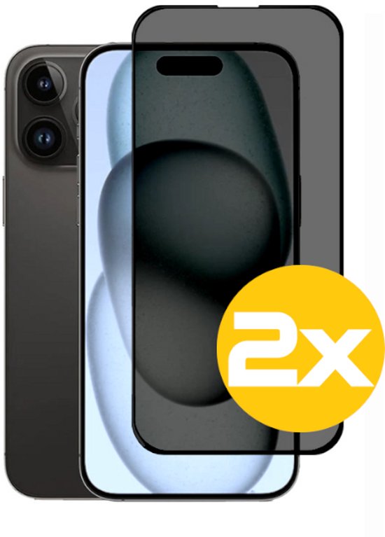 Privacy Screenprotector Geschikt Voor iPhone 15 Plus - Volledige Beschermglas - 2 Stuks