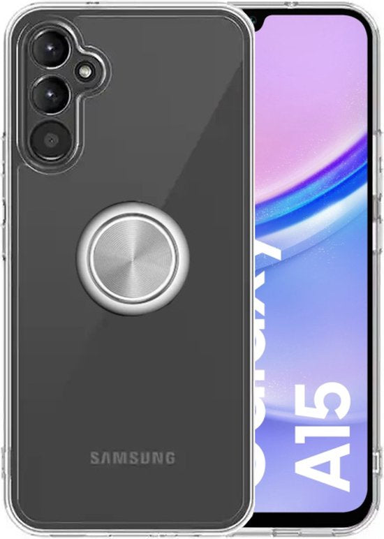 Armordrop Hoesje Met Ring Geschikt Voor Samsung A15 - Transparant Hoesje Met Ring