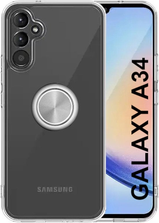 Armordrop Hoesje Met Ring Geschikt Voor Samsung A34 - Transparant Hoesje Met Ring