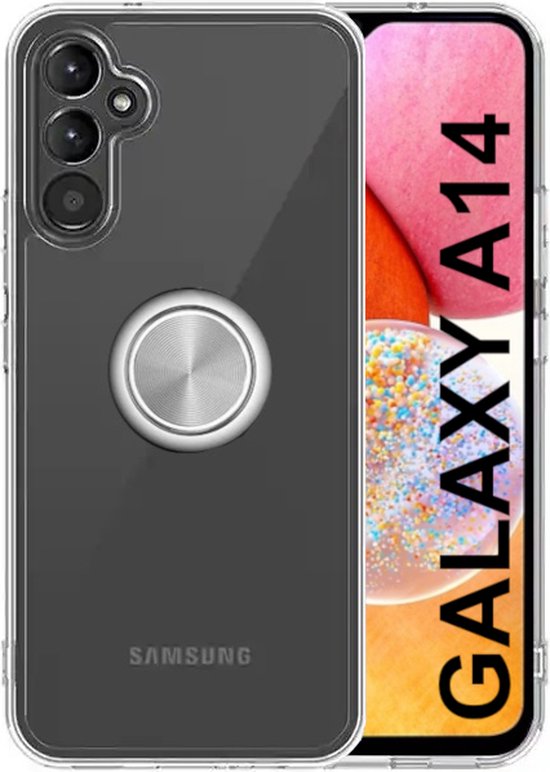 Armordrop Hoesje Met Ring Geschikt Voor Samsung A14 - Transparant Hoesje Met Ring