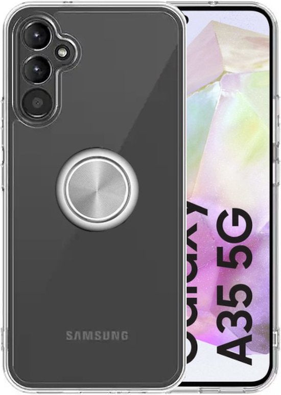 Armordrop Hoesje Met Ring Geschikt Voor Samsung A35 - Transparant Hoesje Met Ring