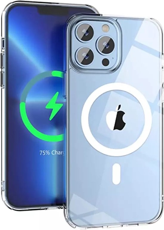 Lennexo Hoesje Geschikt Voor iPhone 13 Pro Max Met Magneet Ring - Siliconen Hoesje Voor Draadloos Opladen en Geschikt voor Magsafe