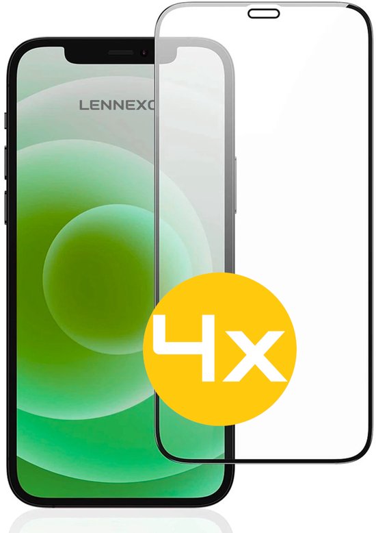 Full Cover Screenprotector Geschikt Voor iPhone 12 Pro Max - Volledige Beschermglas - PREMIUM Tempered Glass - 4 stuks