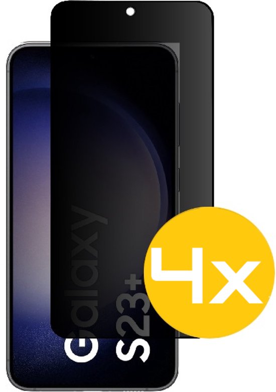 Privacy Screenprotector Geschikt Voor Samsung S23+ (S23 PLUS) - Volledige Beschermglas - 4 Stuks