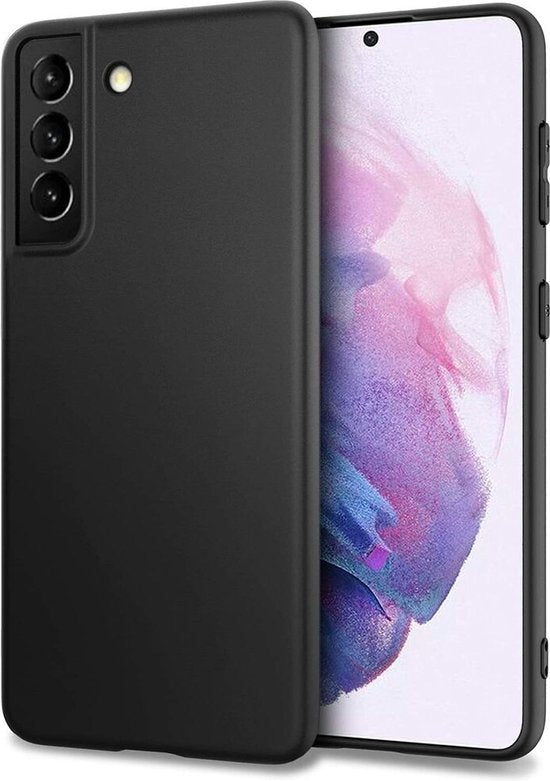 Zwart Hoesje Geschikt Voor Samsung Galaxy S21 - Zwarte Siliconen hoesje - TPU Back Cover Hoes - Zwart