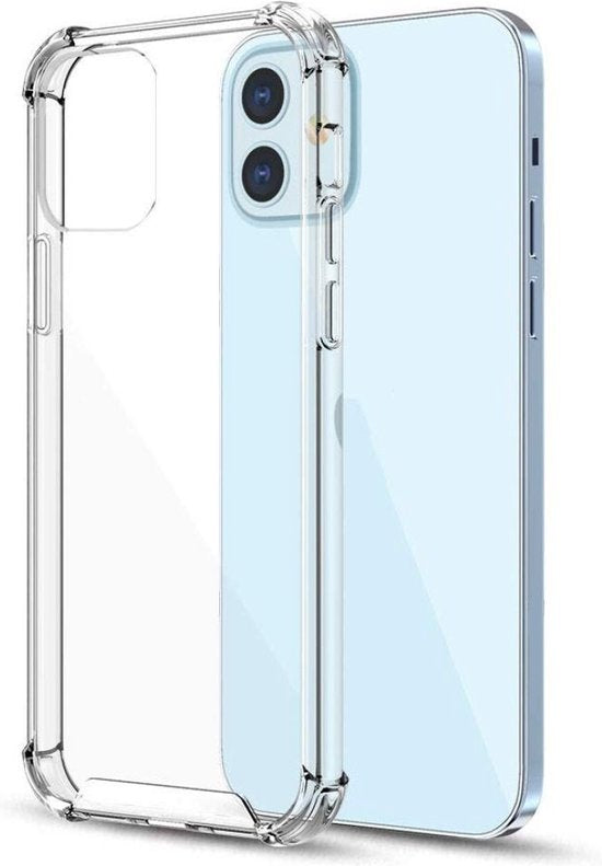 iPhone 12 Mini Hoesje Anti Shock | ShockProof Silicone Case | Transparant Back Cover