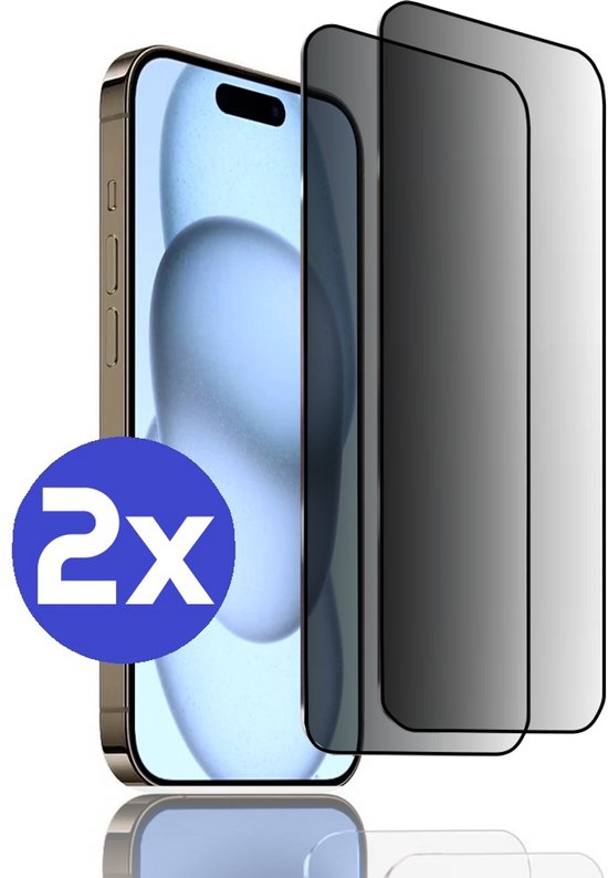 ArmorDrop Privacy Screenprotector Geschikt Voor iPhone 15 Plus - Gehard Glas - 2 Stuks