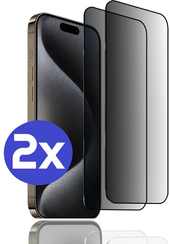 ArmorDrop Privacy Screenprotector Geschikt Voor iPhone 15 Pro - Gehard Glas - 2 Stuks