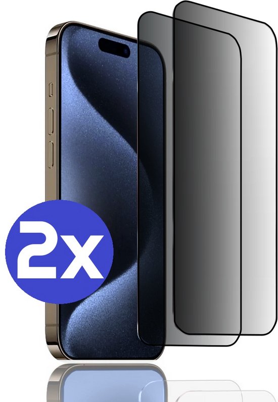 ArmorDrop Privacy Screenprotector Geschikt Voor iPhone 15 Pro Max - Gehard Glas - 2 Stuks