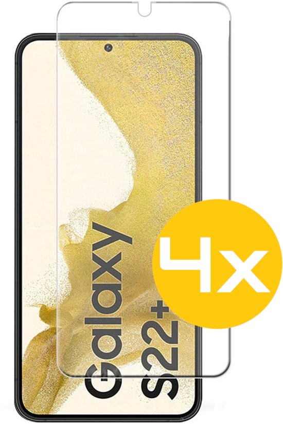 Screenprotector Geschikt Voor Samsung Galaxy S22+ (S22 PLUS) - Glasplaat - Tempered Glass - 4 Stuks